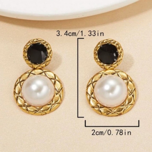 925 Sterling Silver Faux Pearl RoundDrop Earrings - Picture 4 of 4